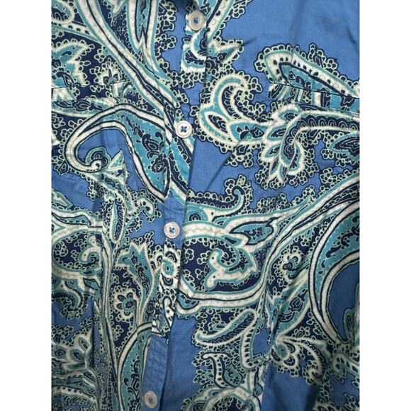 Van Heusen Medium Paisley Button Down Women’s Shirt Career Office Collard Beach - Picture 6 of 9